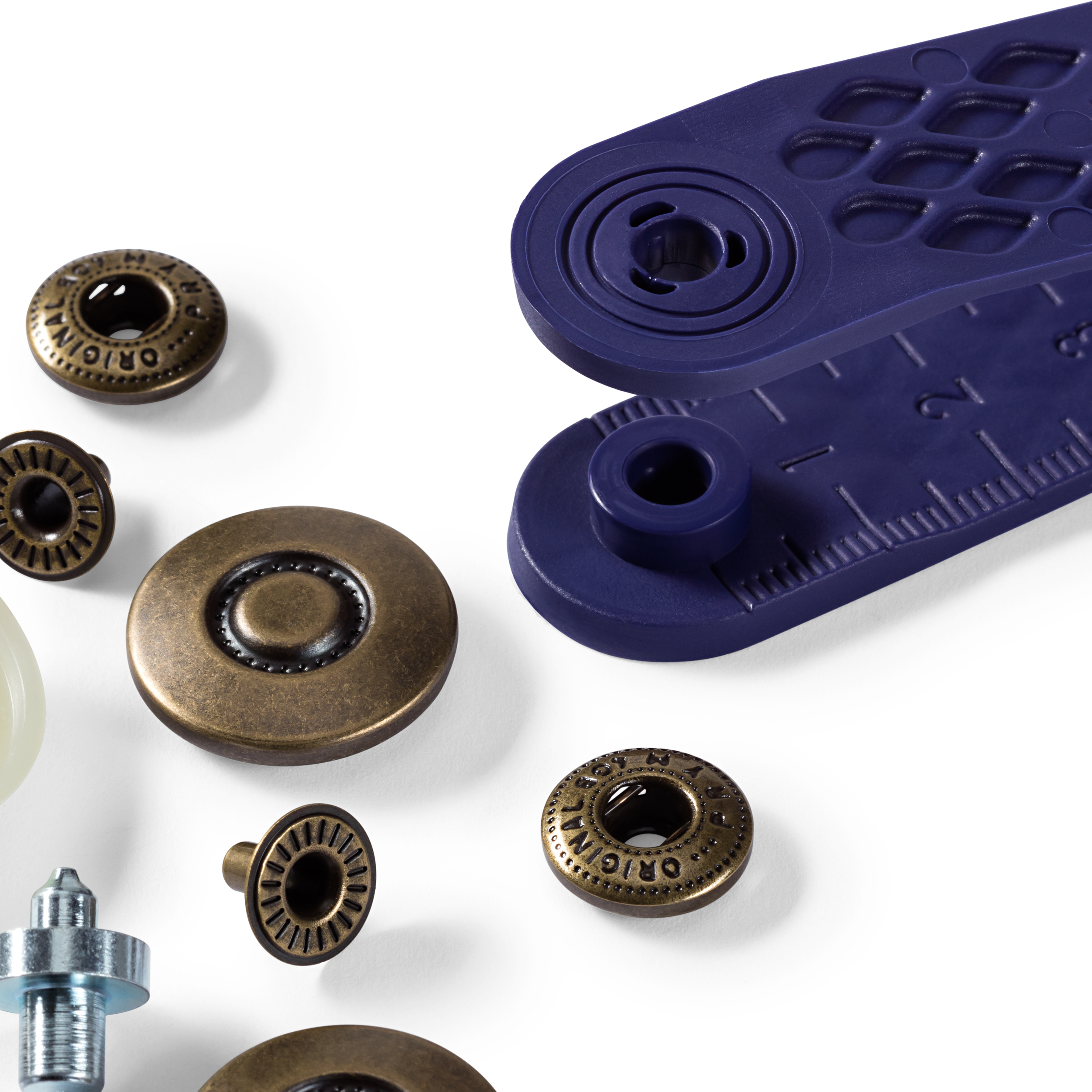 Nähfrei-Druckknopf Anorak, mit Design 20mm Altmessing lose 1