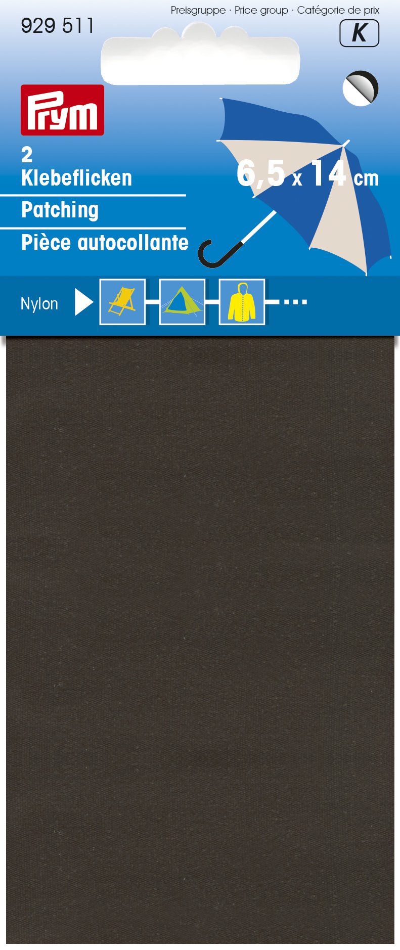 Klebeflicken Nylon, 10 x 18cm, Braun Karte
