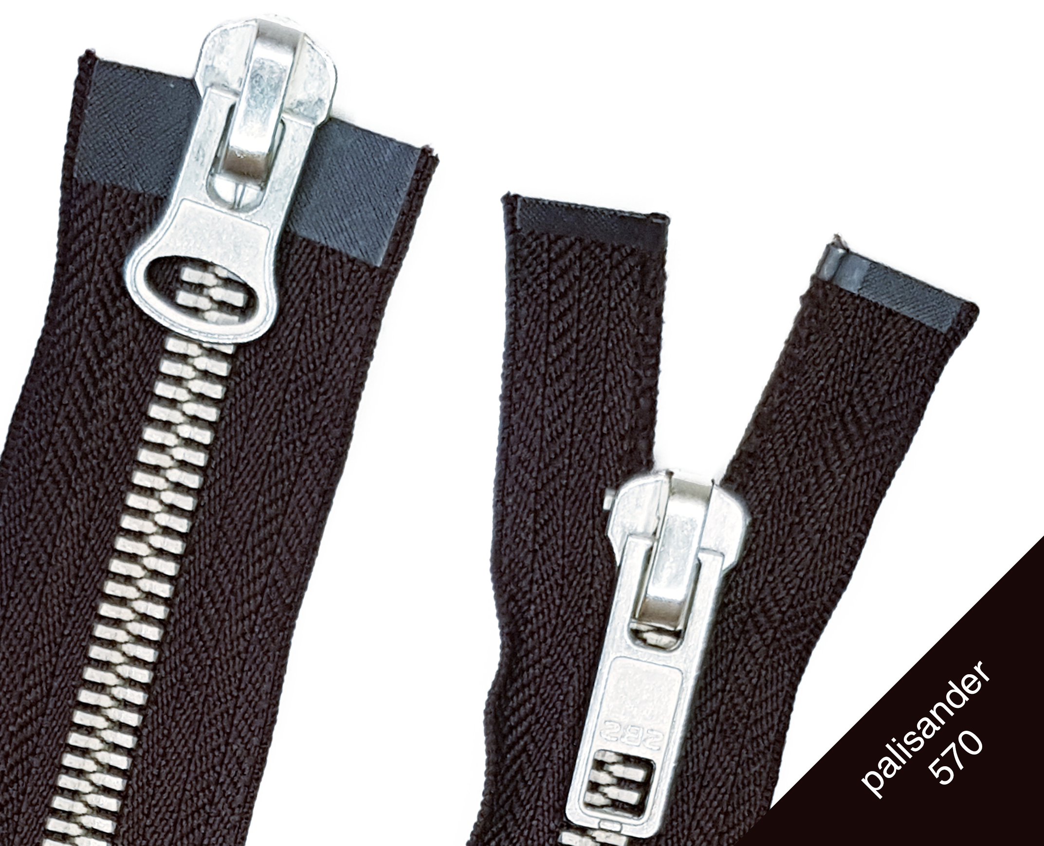 Motorrad Reißverschluss zwei wege teilbar Metall Silber 8mm