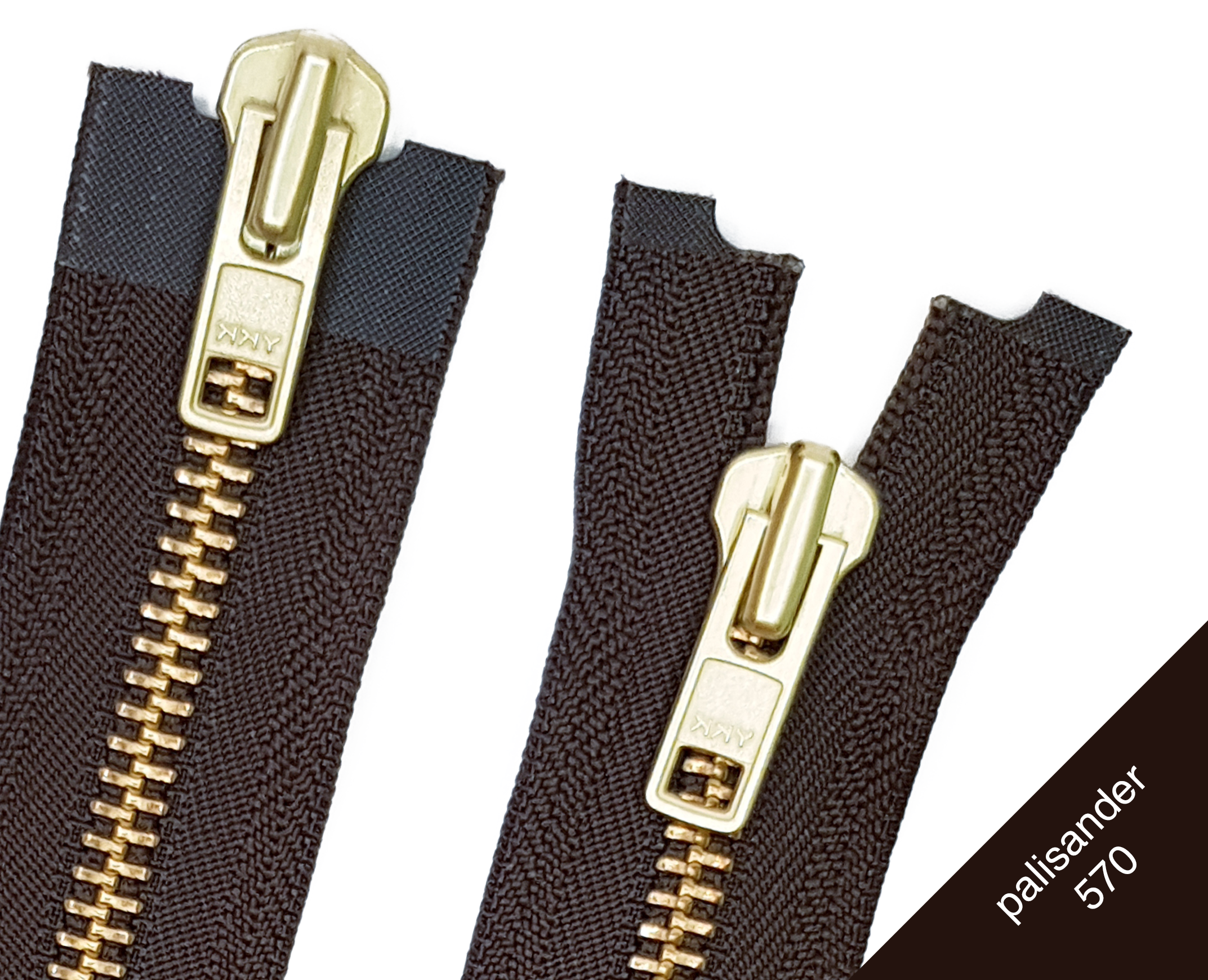 Motorrad Reißverschluss zwei wege teilbar Metall Gold 8mm Palisander
