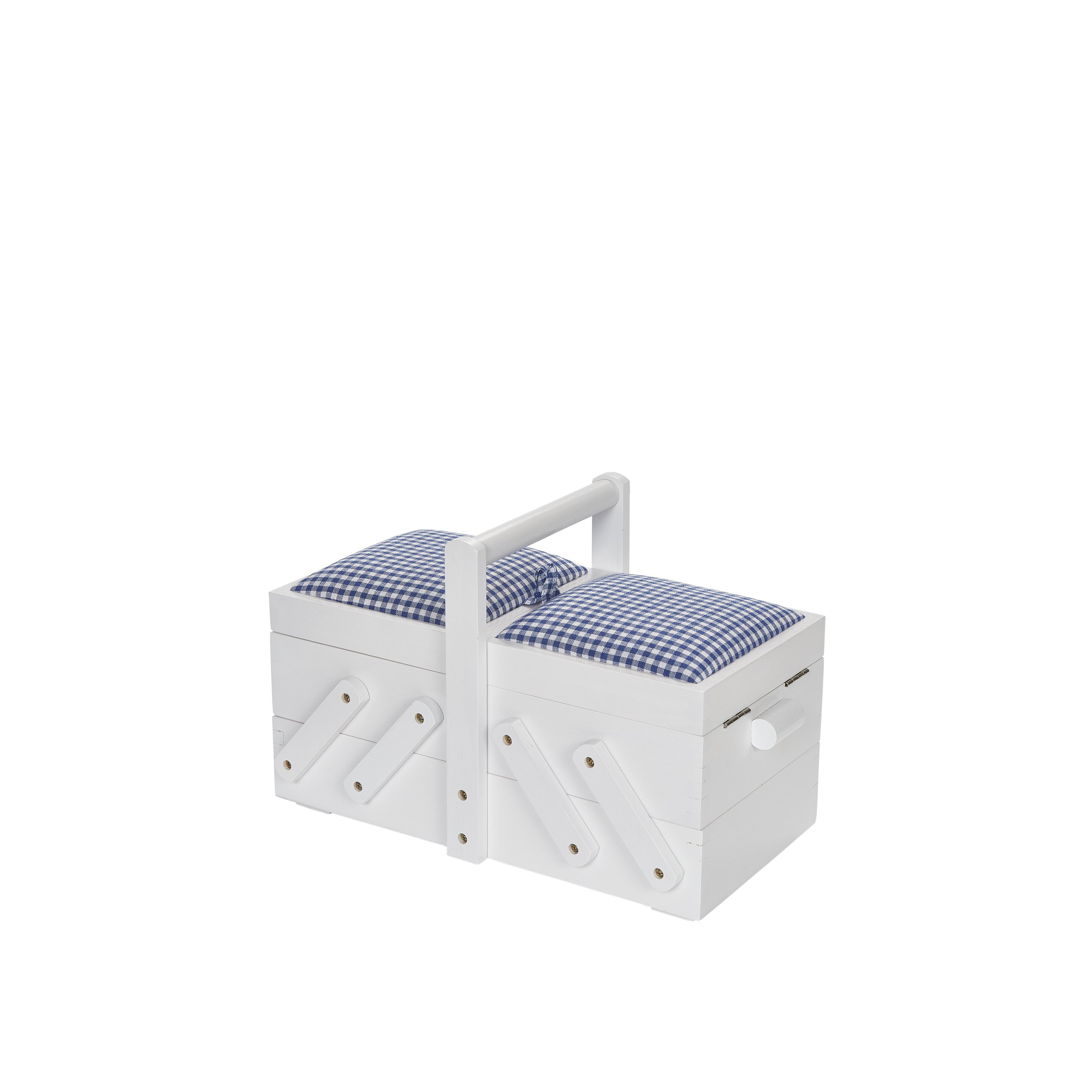 Nähkasten Holz S weiß mit Stoff Seite