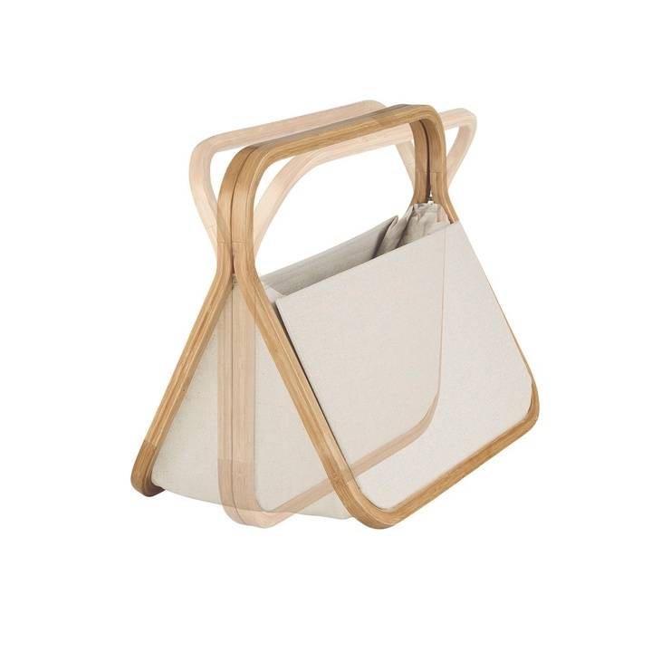 Fold & Store Basket "Canvas & Bamboo" in Natur Seite