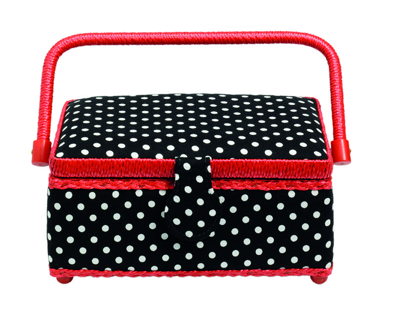 Nähkorb Polka Dots schwarz/weiß S