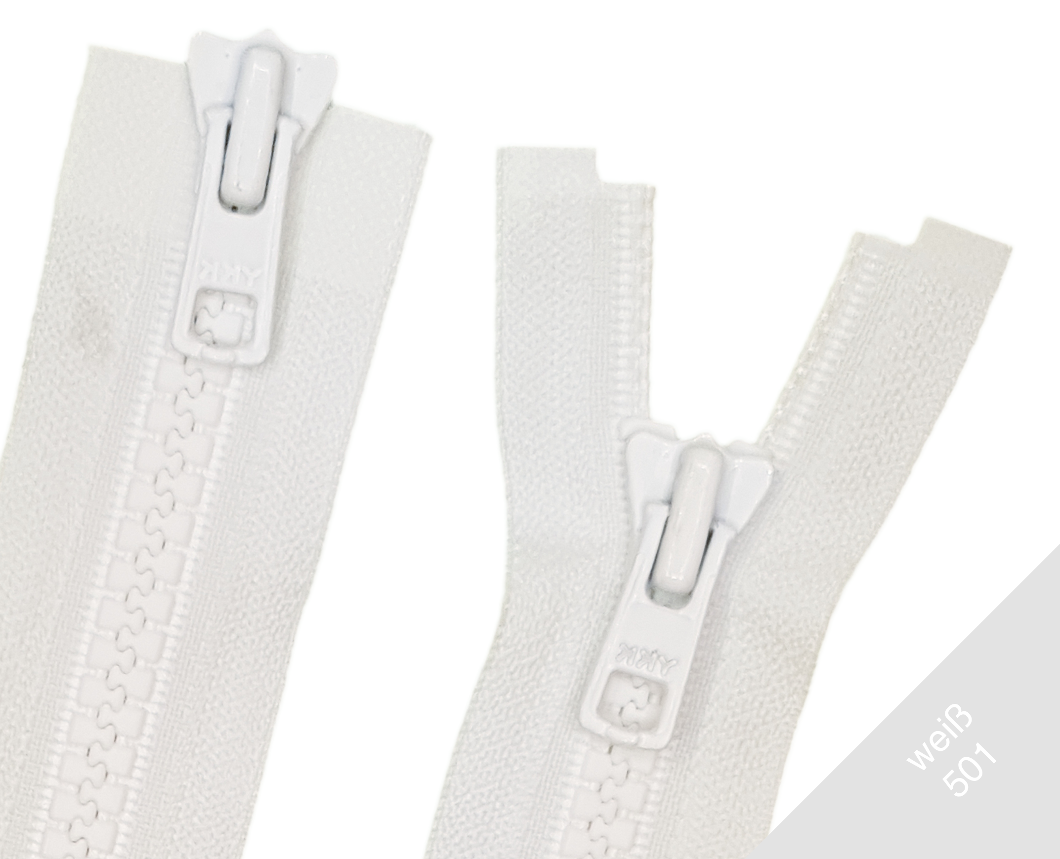 Motorrad Reißverschluss zwei wege teilbar VISLON 8mm weiß
