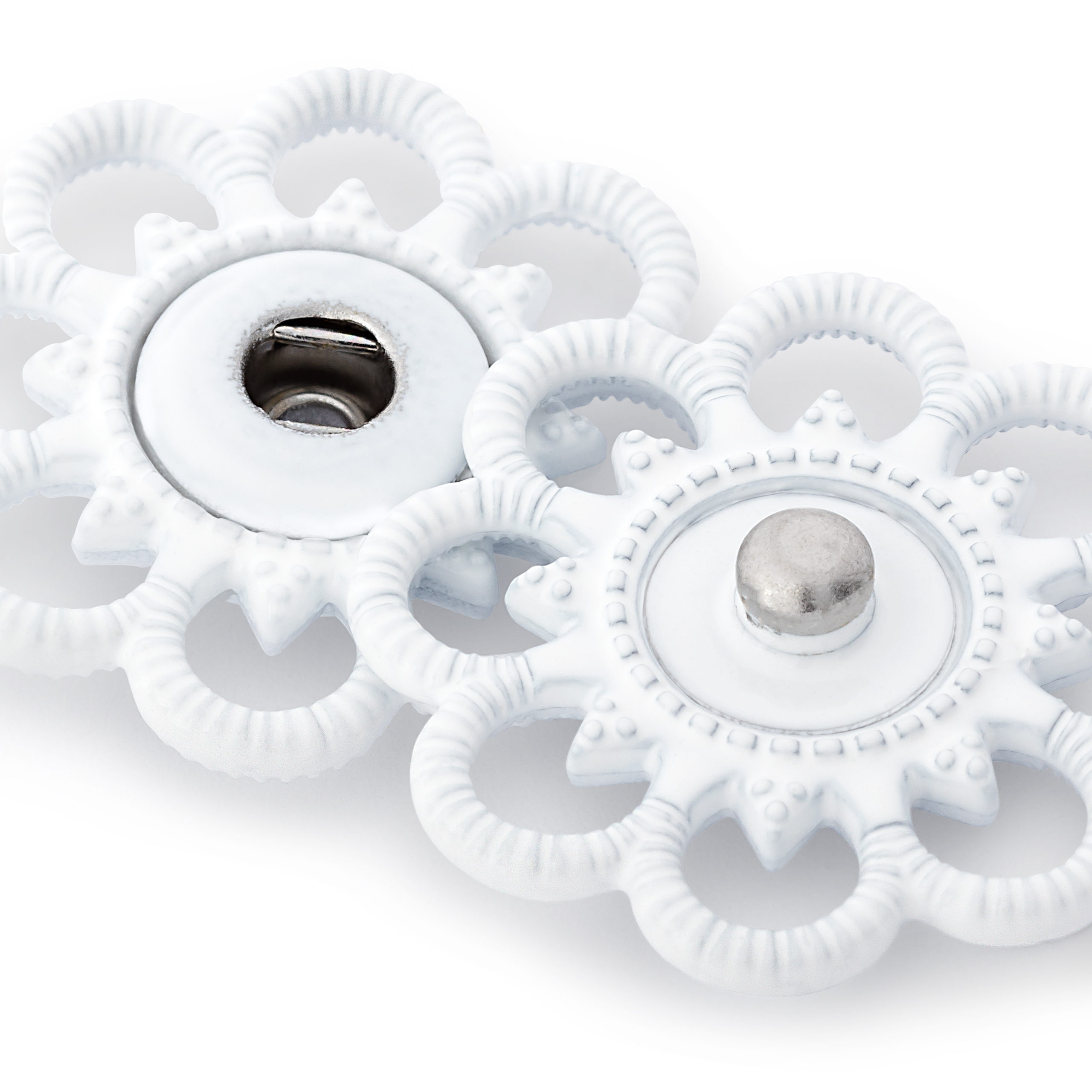 Annäh-Druckknöpfe, Blume, schwarz oder weiß