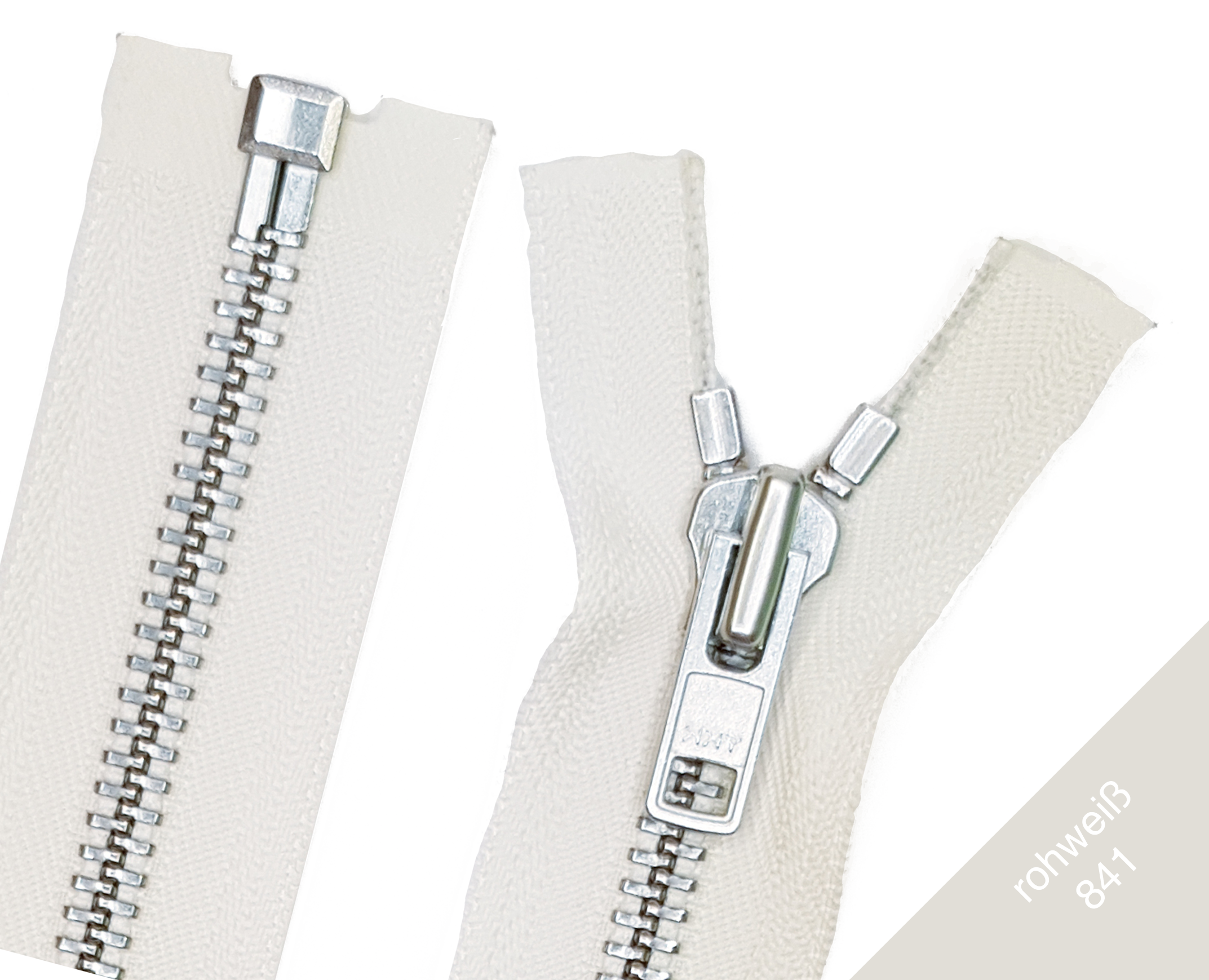 Motorrad Reißverschluss teilbar Metall Silber 8mm