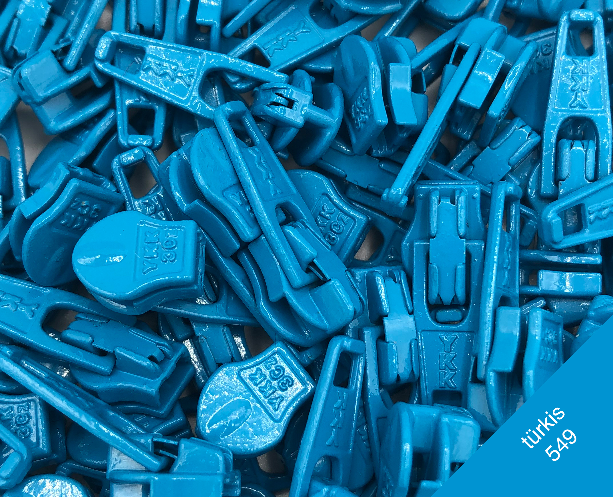 Zipper Schieber für Reißverschluss 3mm türkis