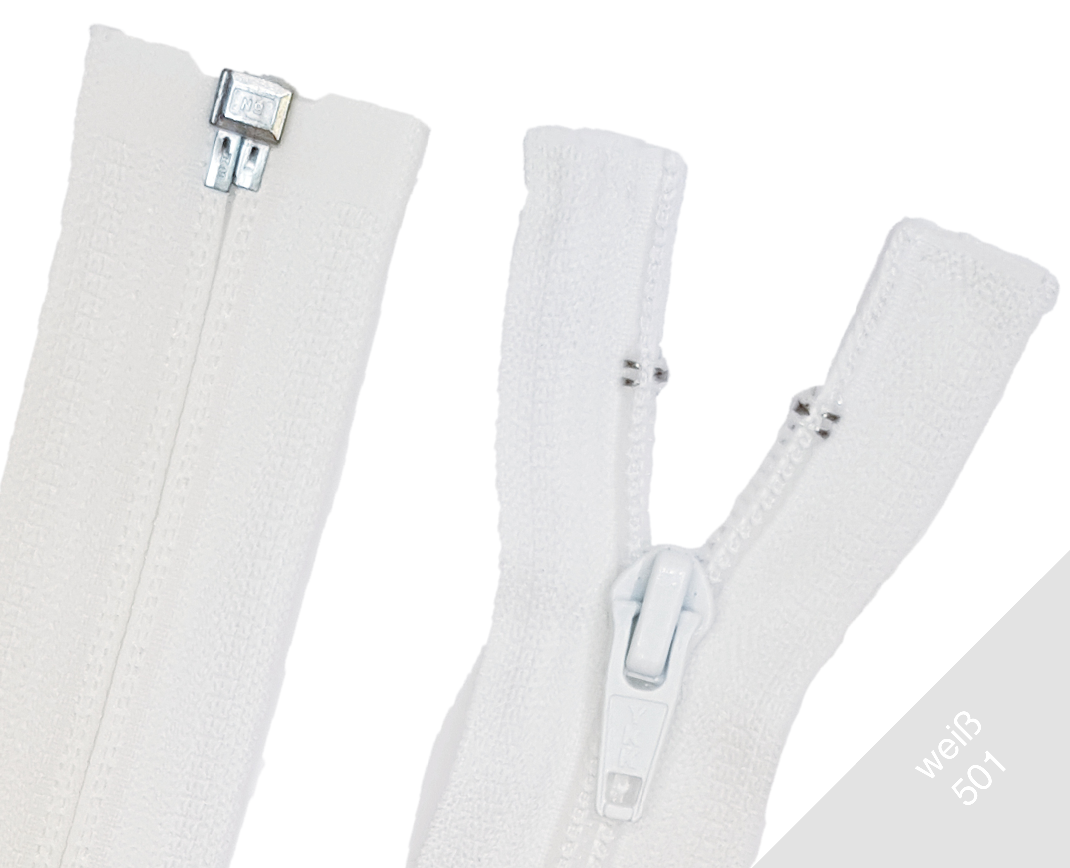 Reißverschluss teilbar Kunststoffspirale 5mm Weiss 501