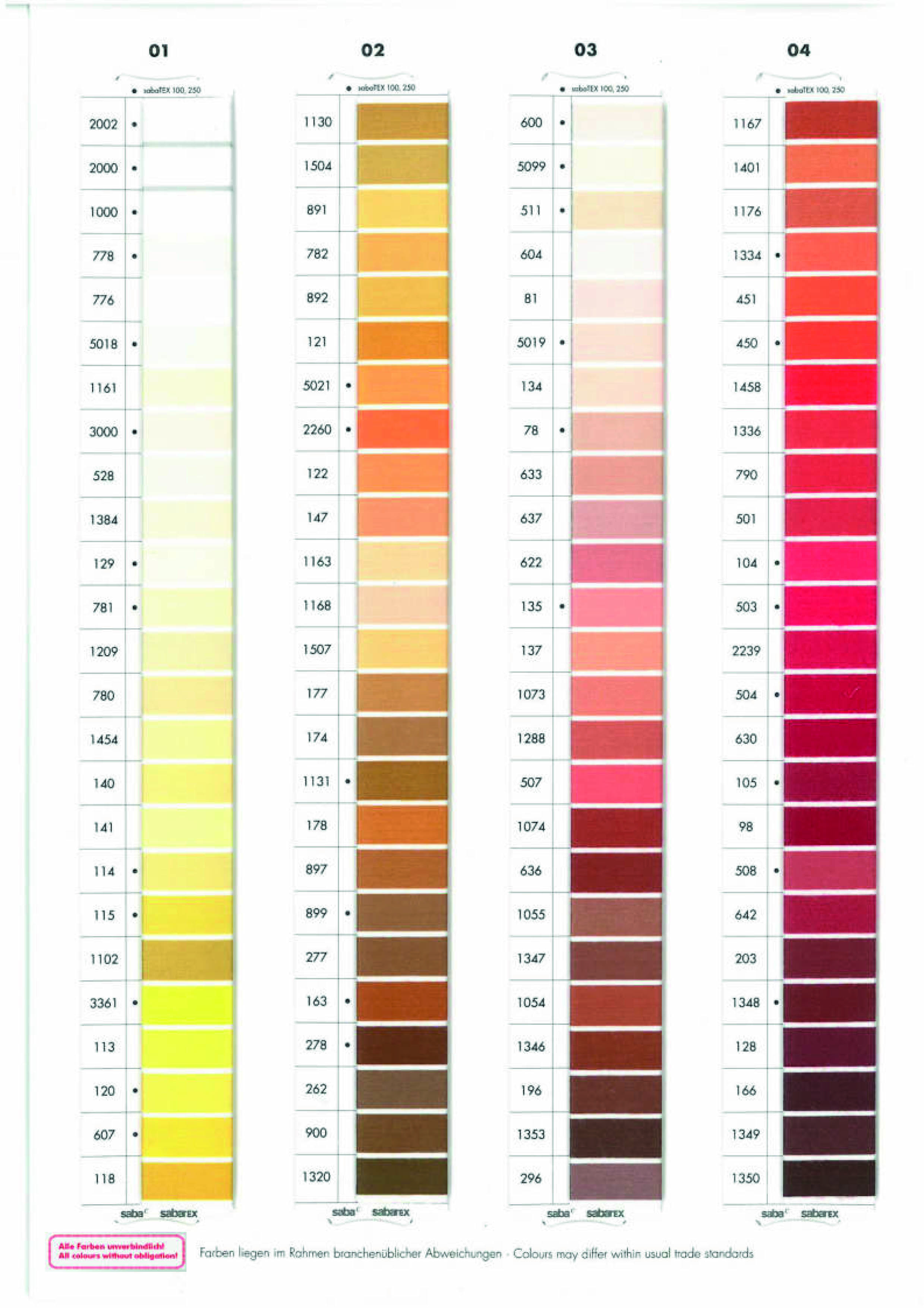 Amann Farbkarte innen