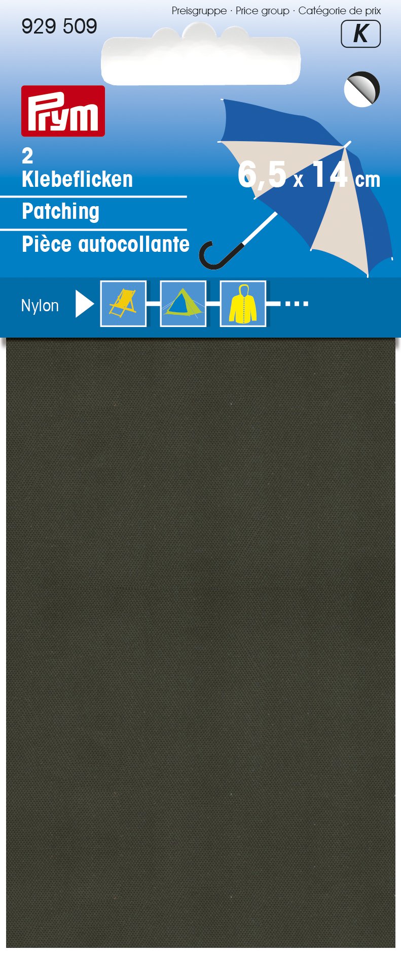 Klebeflicken Nylon, 10 x 18cm, Khaki Karte
