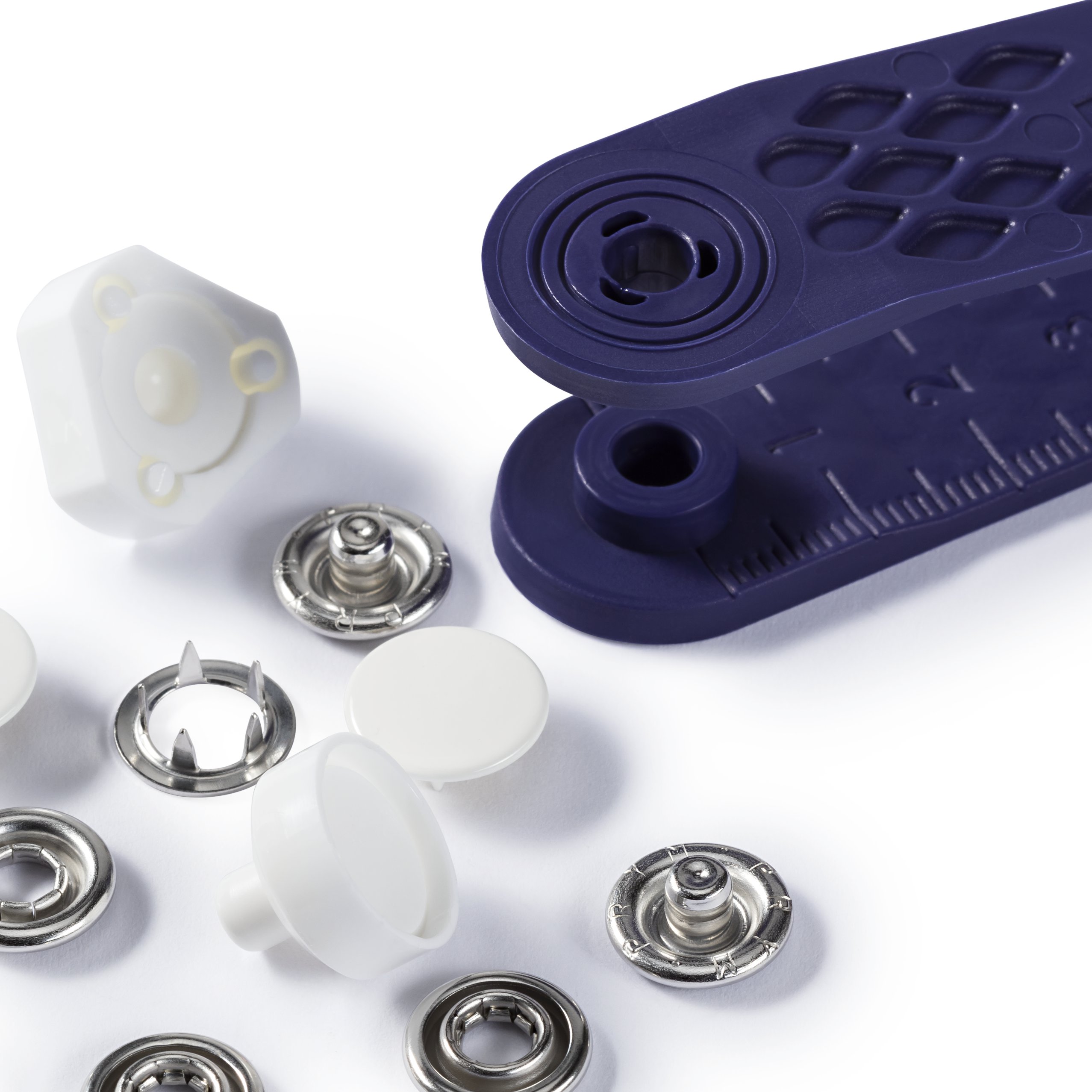 Nähfrei-Druckknopf "Jersey", glatte Kappe, 12mm, weiß lose