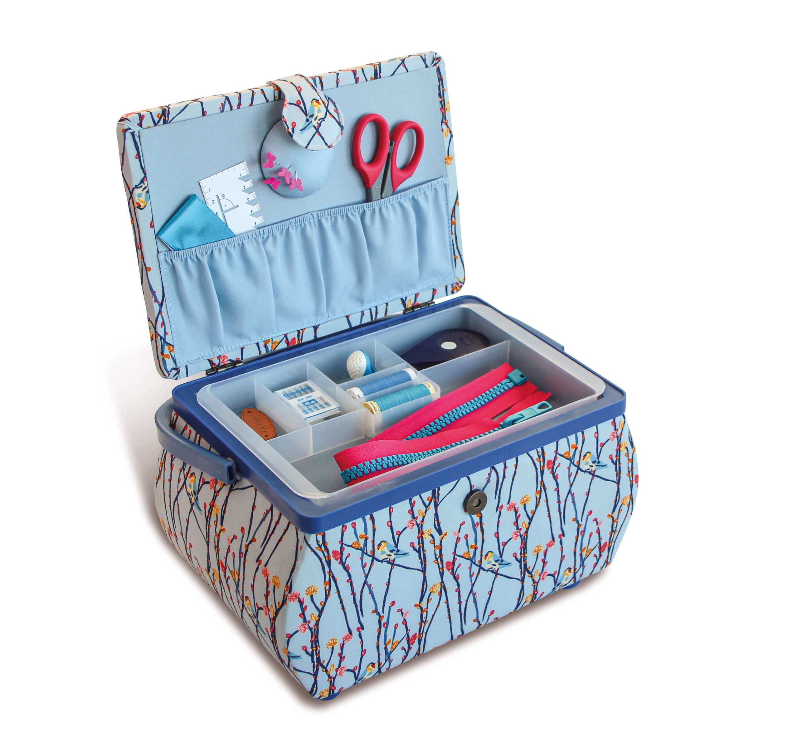 Nähkorb L Blue Birds offen