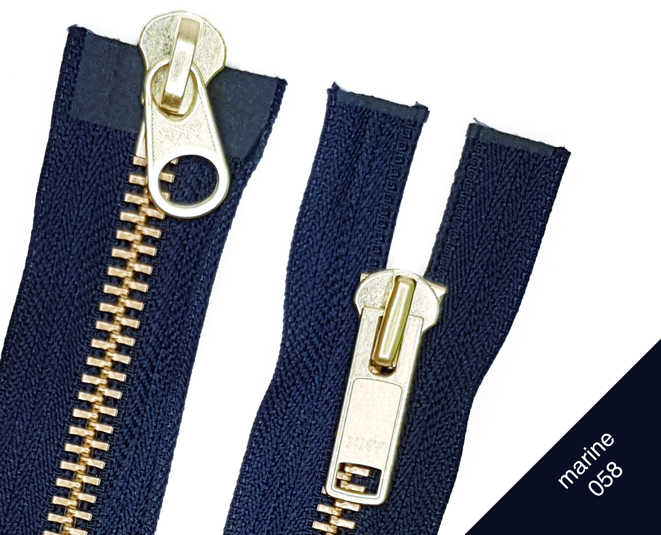 Motorrad Reißverschluss zwei wege teilbar Metall Gold 10mm