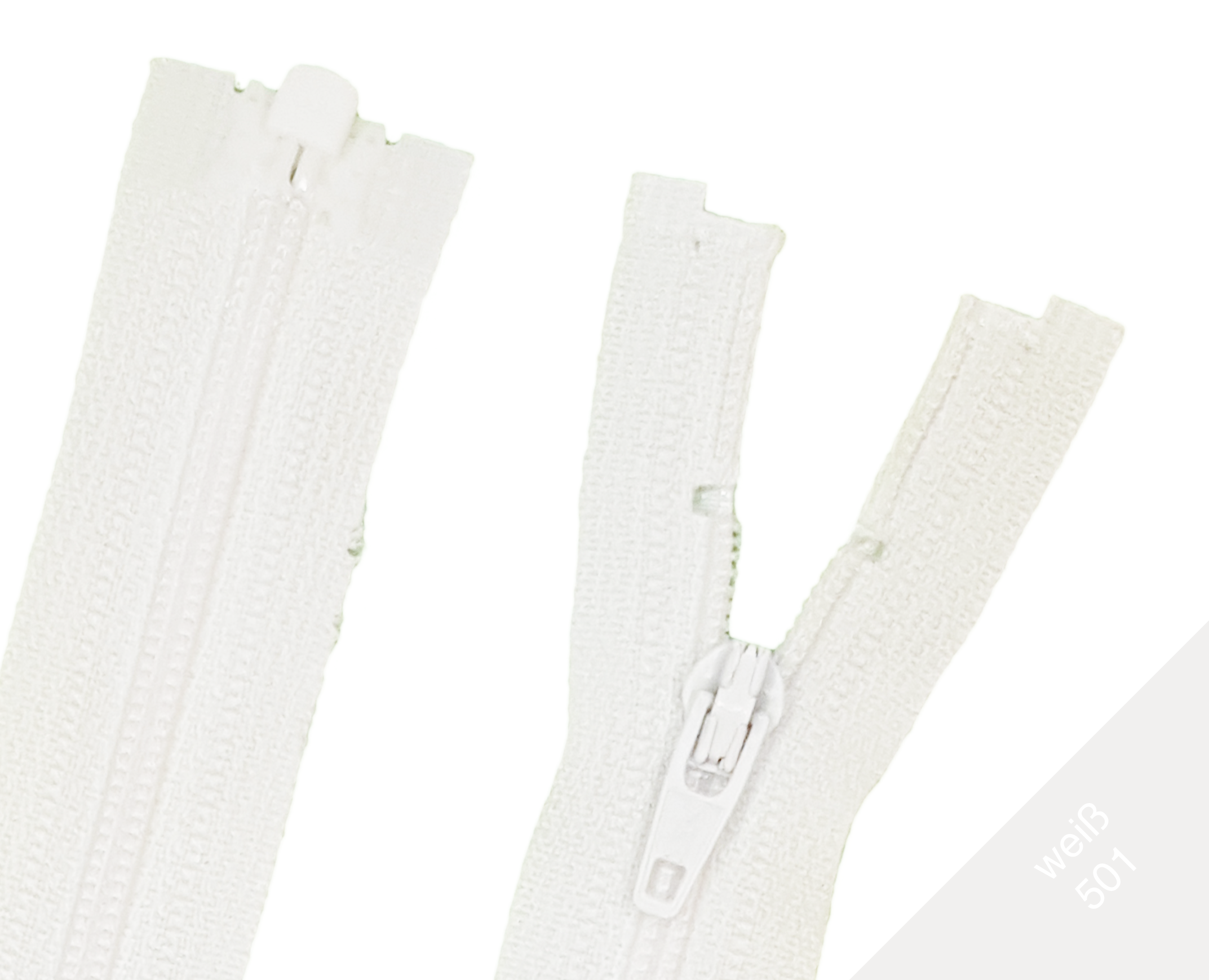 Reißverschluss teilbar Kunststoffspirale 3mm Weiß 501