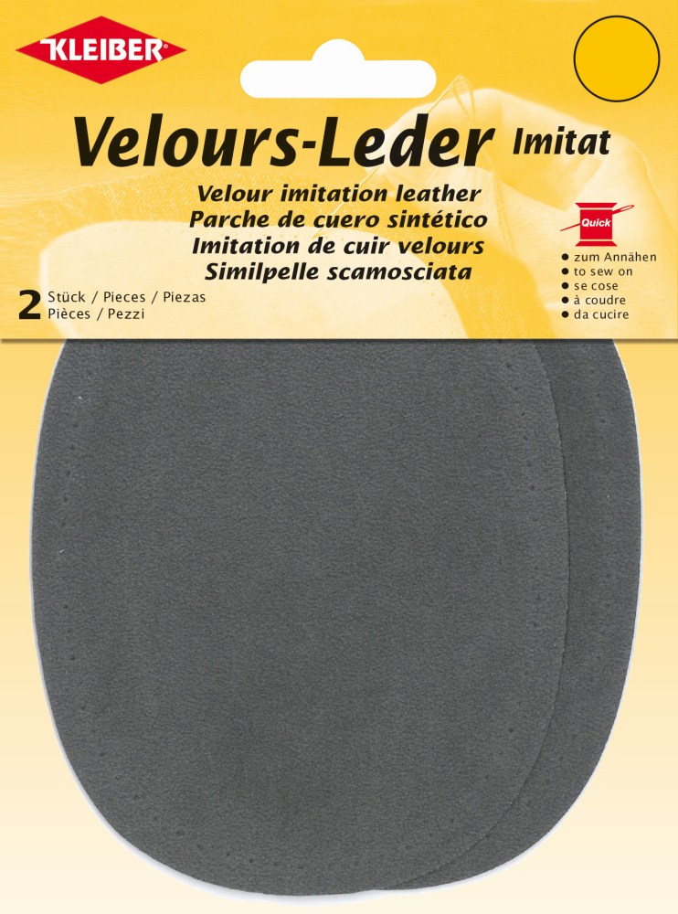 Velours-Leder Imitat Flecken klein grau