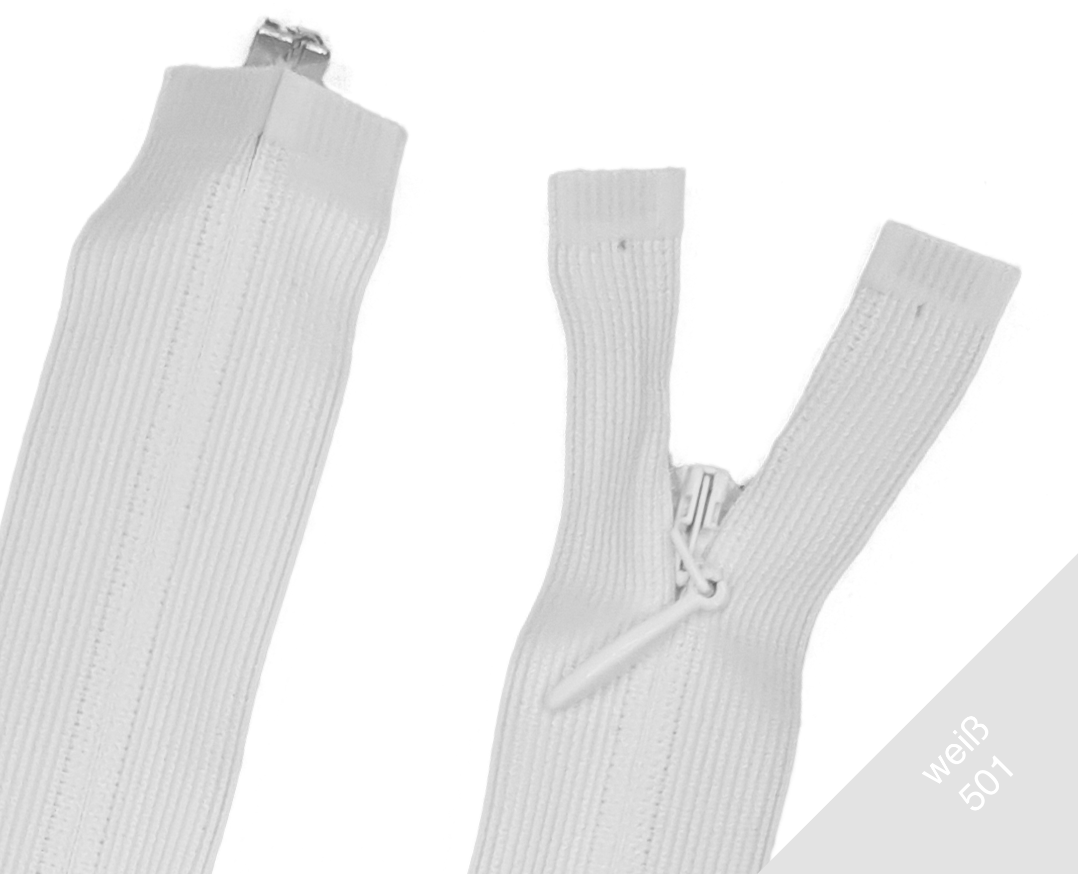 Nahtverdeckter Reißverschluss teilbar von YKK Weiss