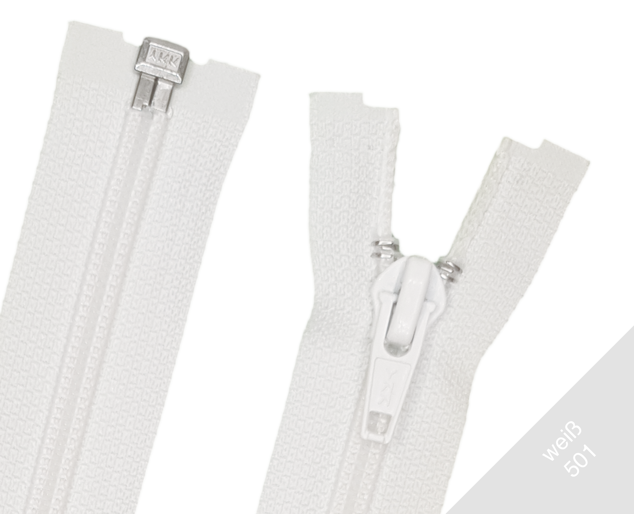Motorrad Reißverschluss teilbar Spirale 8mm Weiss 501