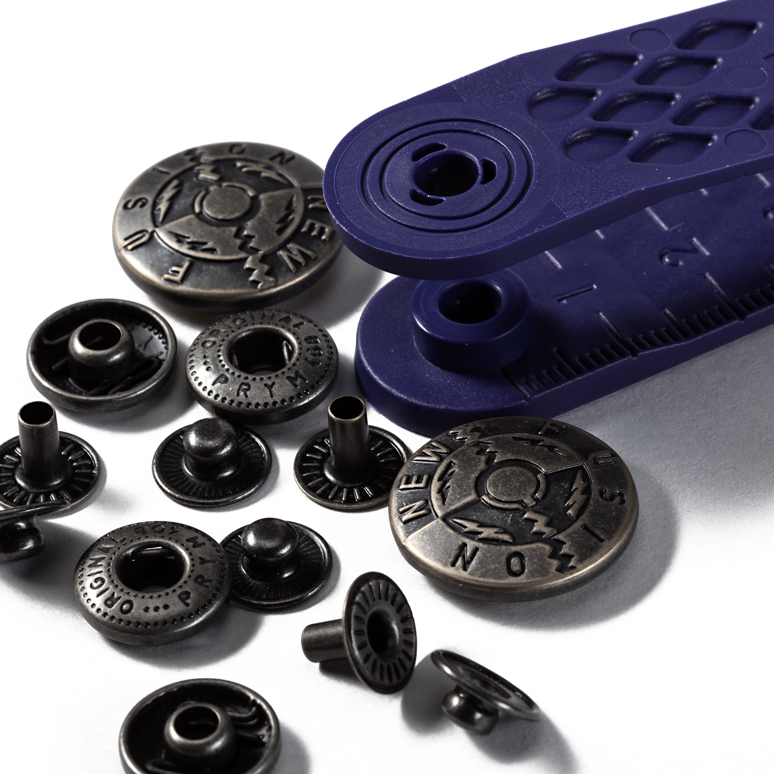 Nähfrei-Druckknopf Anorak, mit Design 20mm Silber lose 2