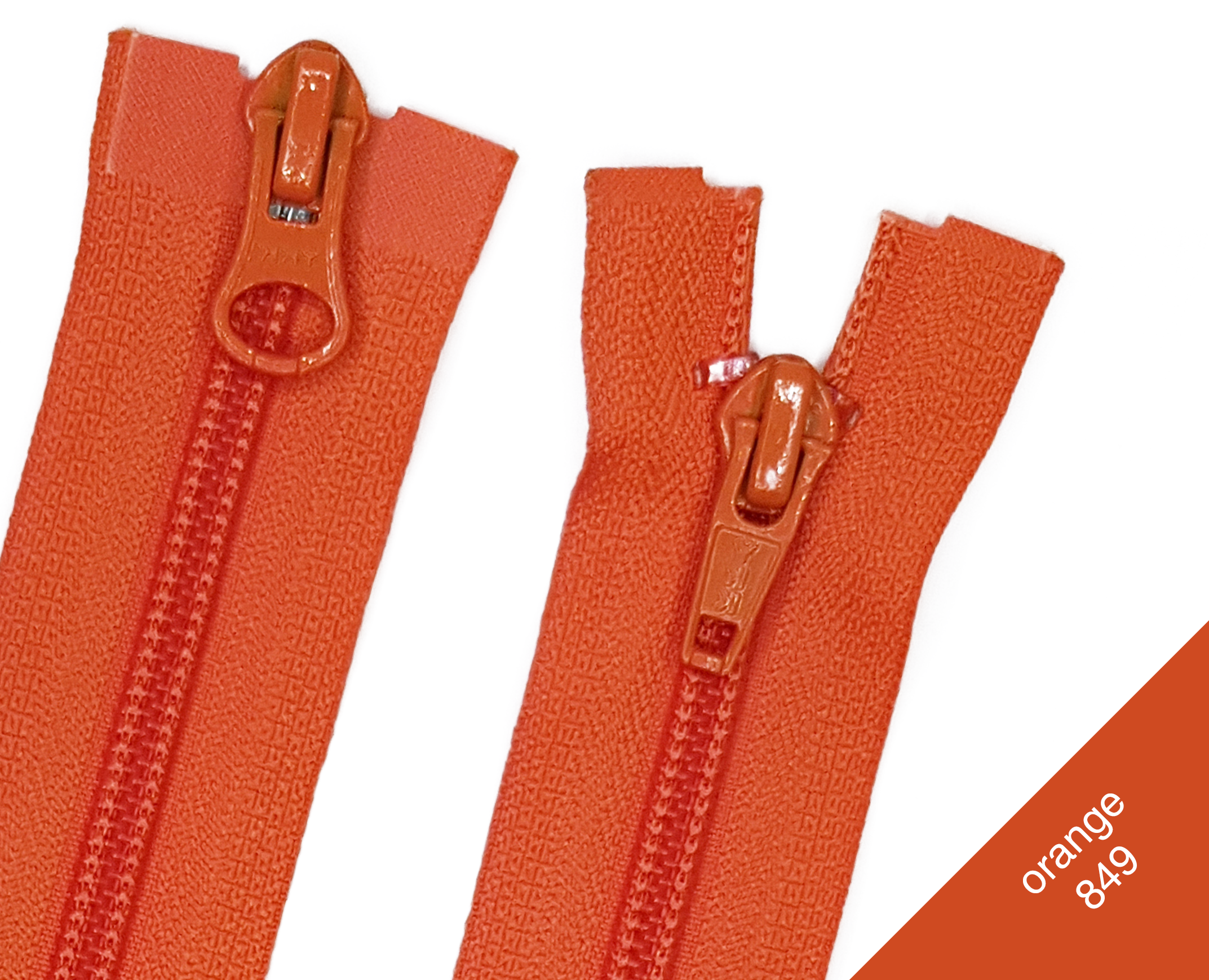 Reißverschluss 2-wege teilbar Kunststoffspirale 5mm Orange 840