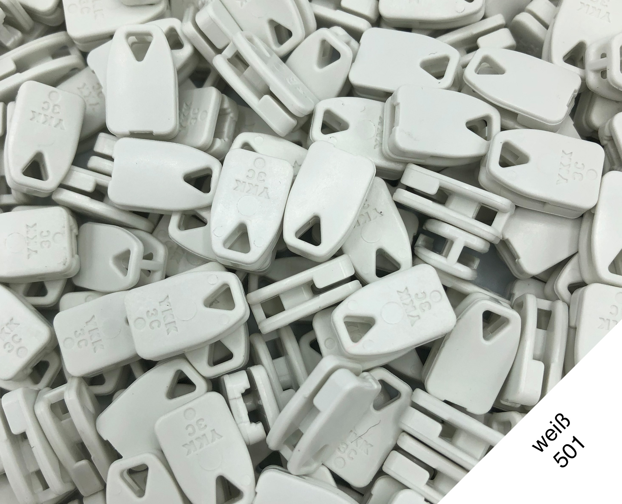 Schieber für Bettwäsche Reißverschluss 3mm weiß