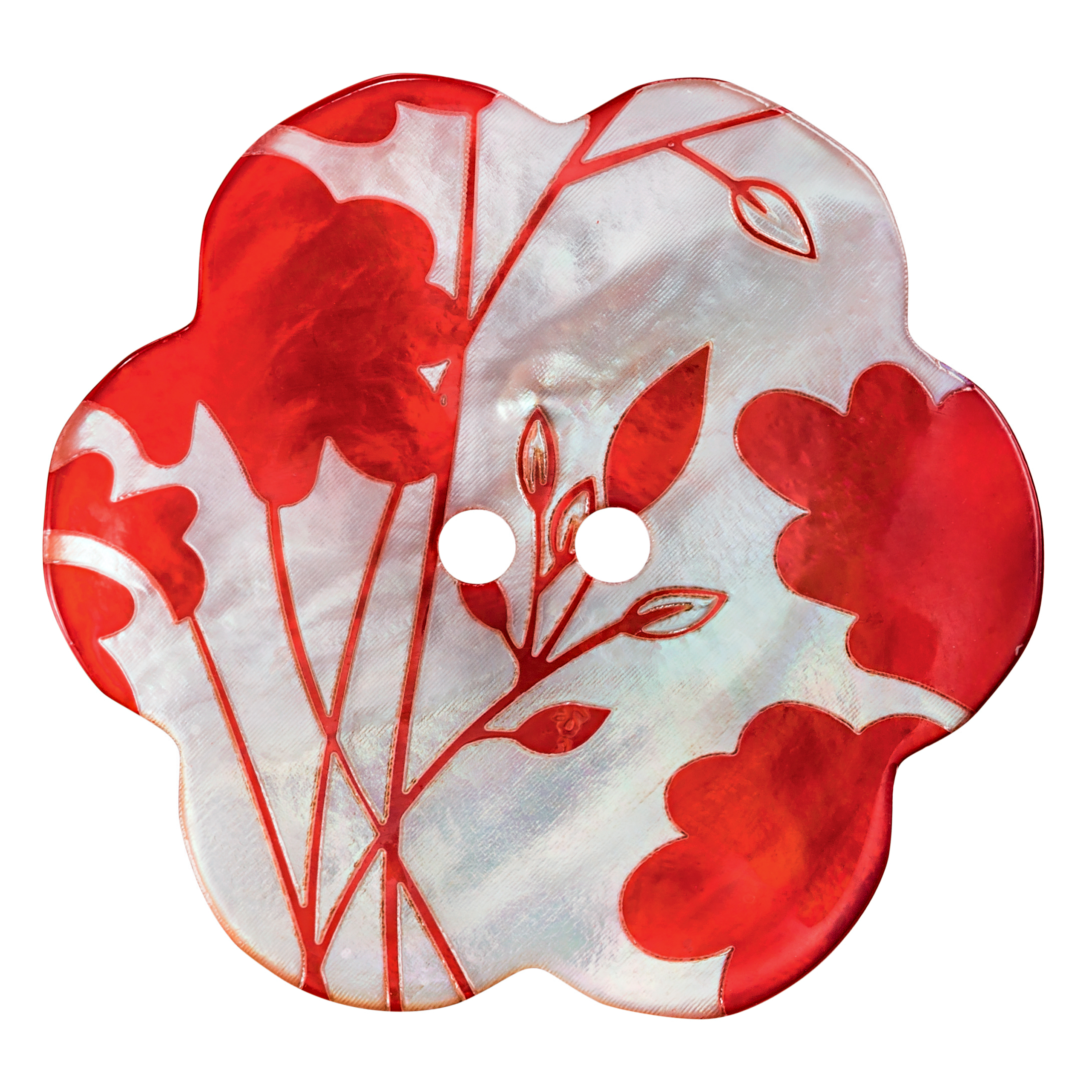 Knöpfe "Blume Perlmutt" 2-Loch, in verschiedenen Farben