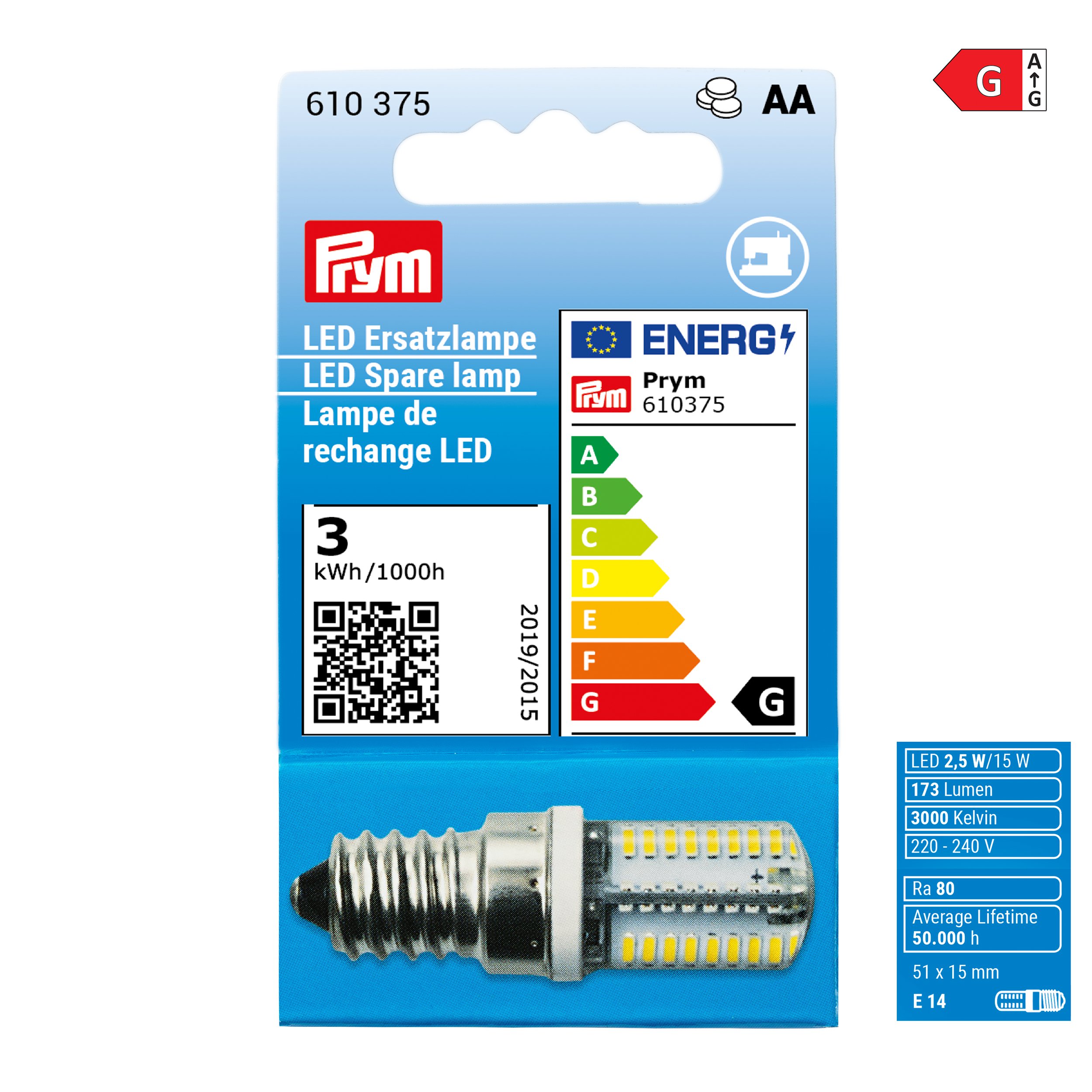 LED Ersatzlampe für Nähmaschinen, Schraubgewinde