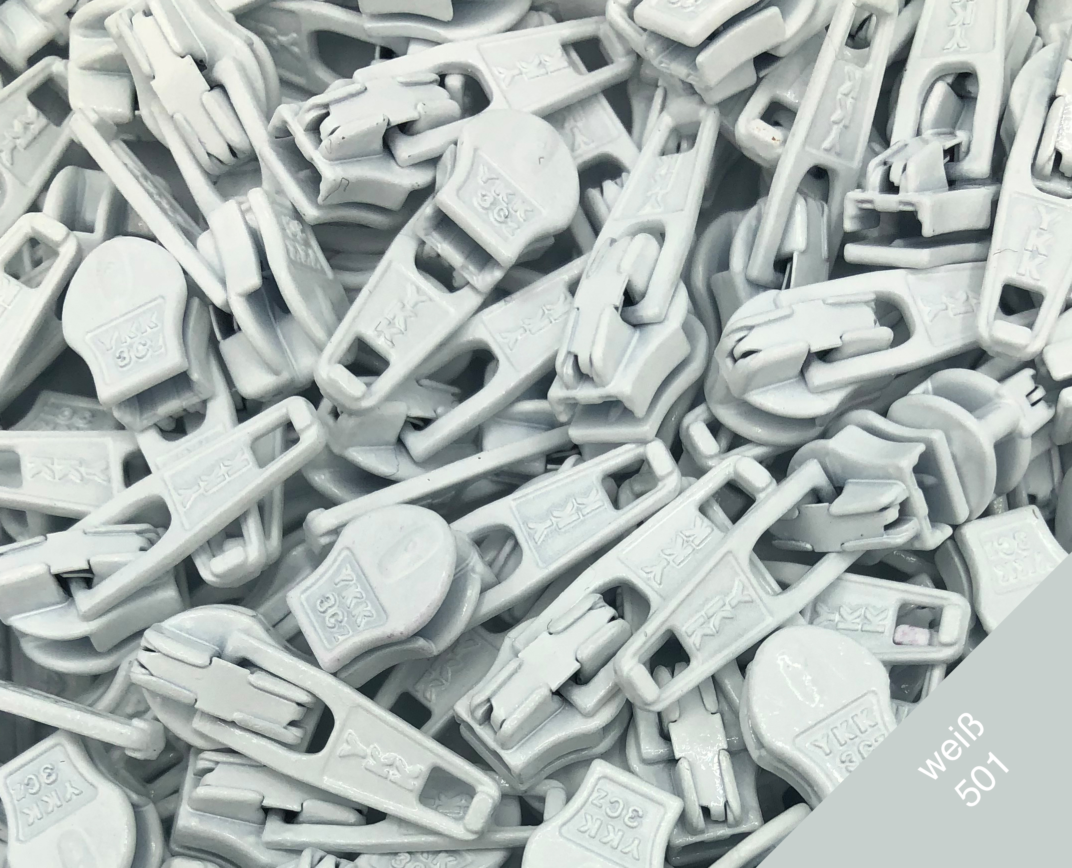 Zipper Schieber für Reißverschluss 3mm Weiss