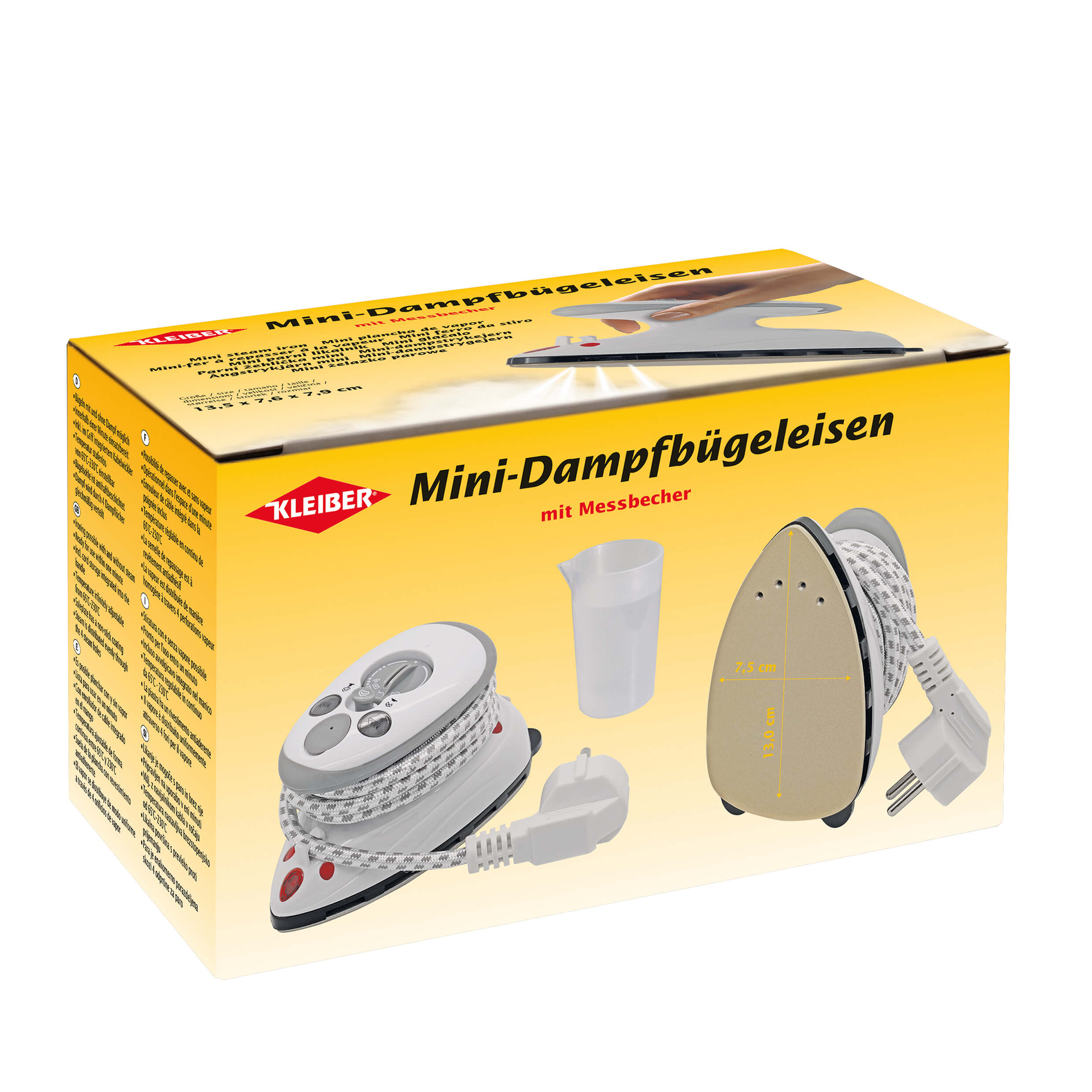 Mini Dampfbügeleisen mit antihaftbeschichteter Bügelfläche