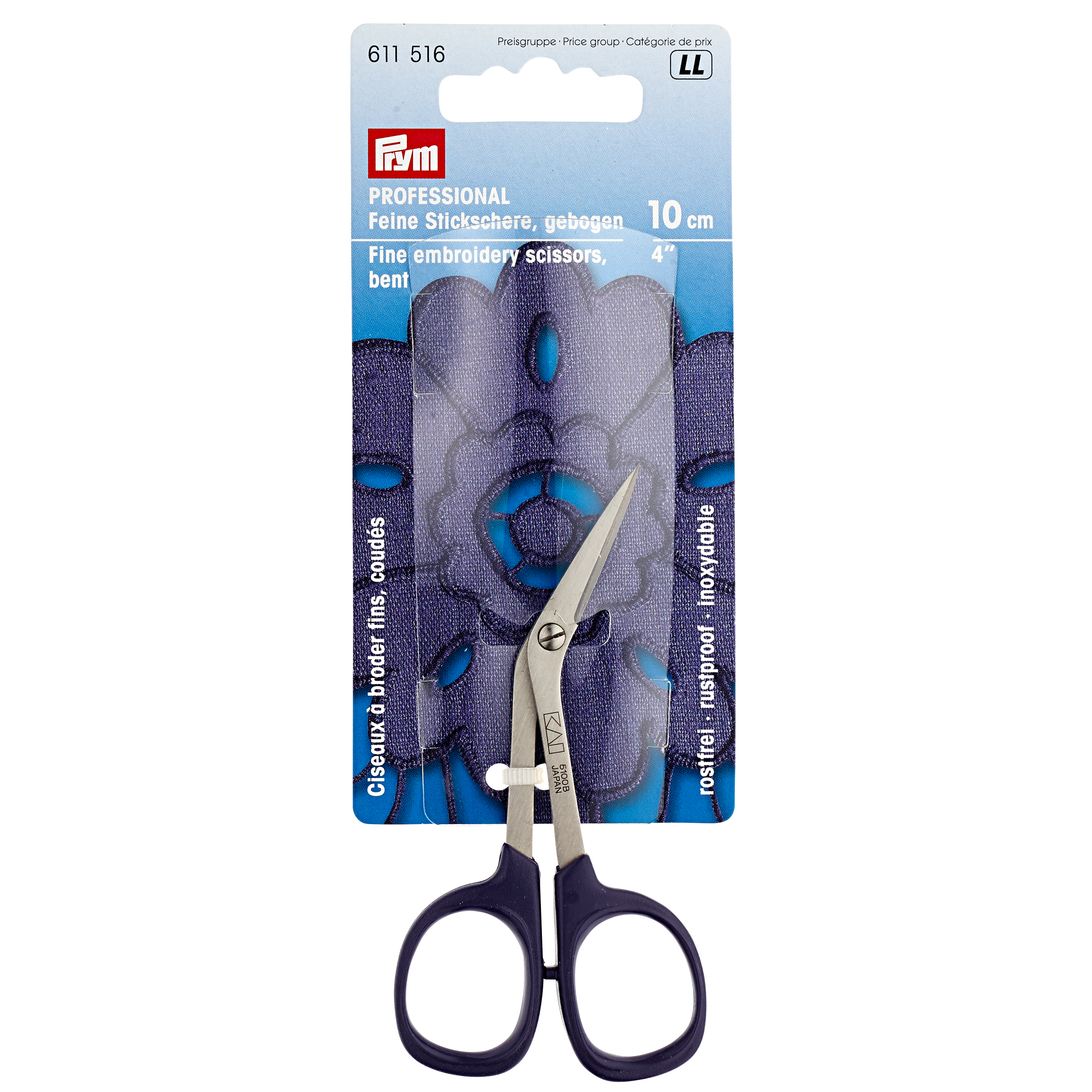 Stickschere "Professional", gebogen 10cm karte