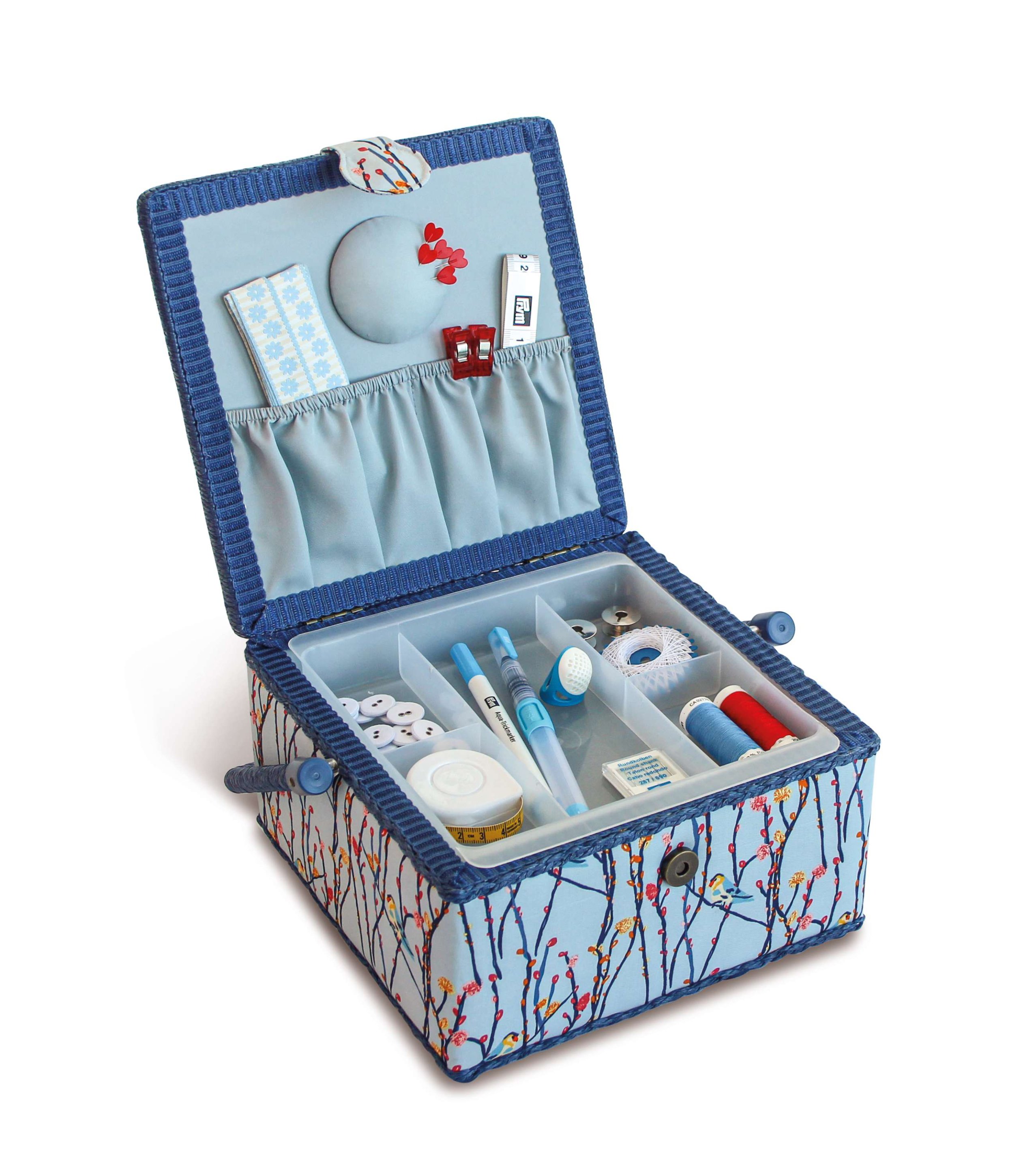 Nähkorb M Blue Birds offen