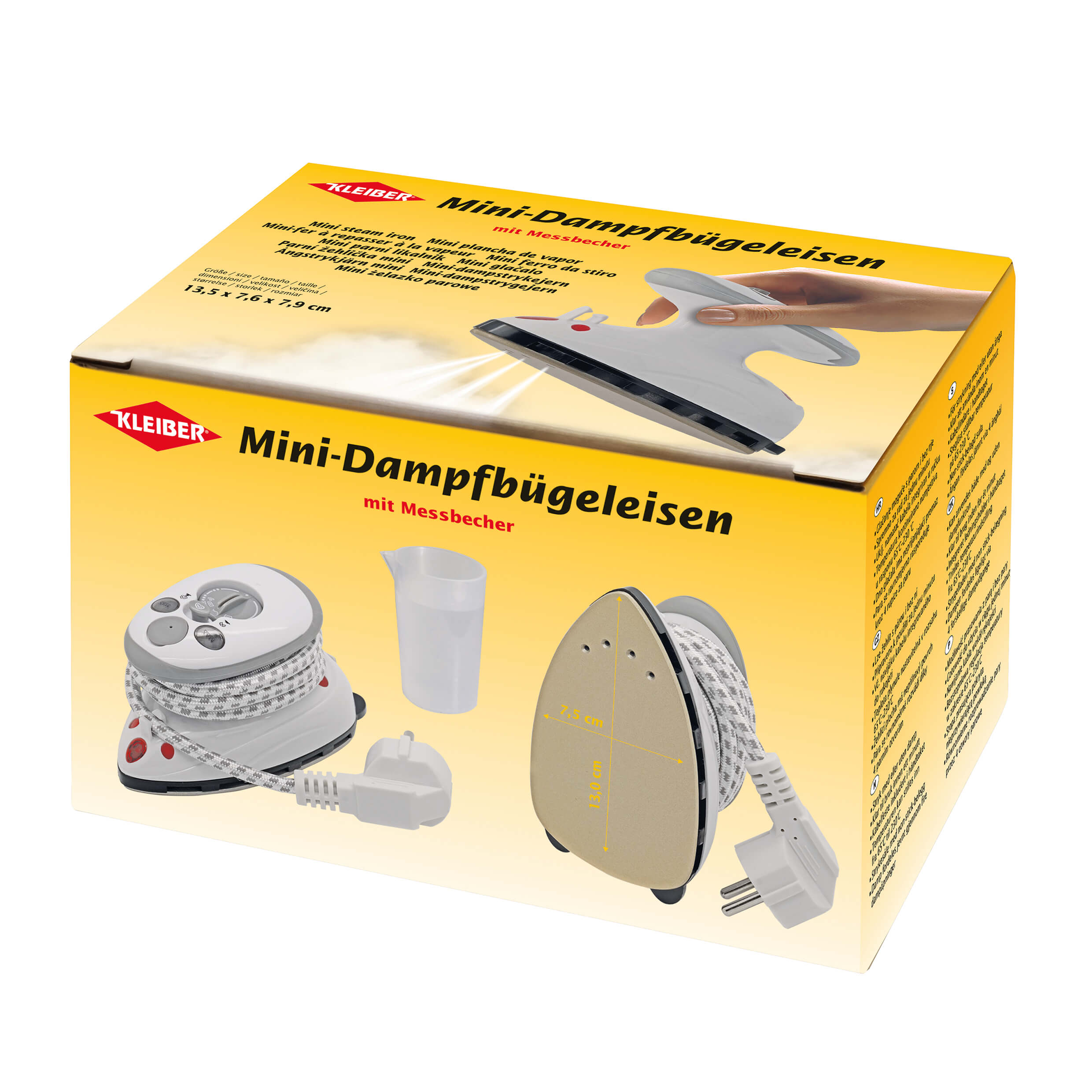 Mini Dampfbügeleisen mit antihaftbeschichteter Bügelfläche seite