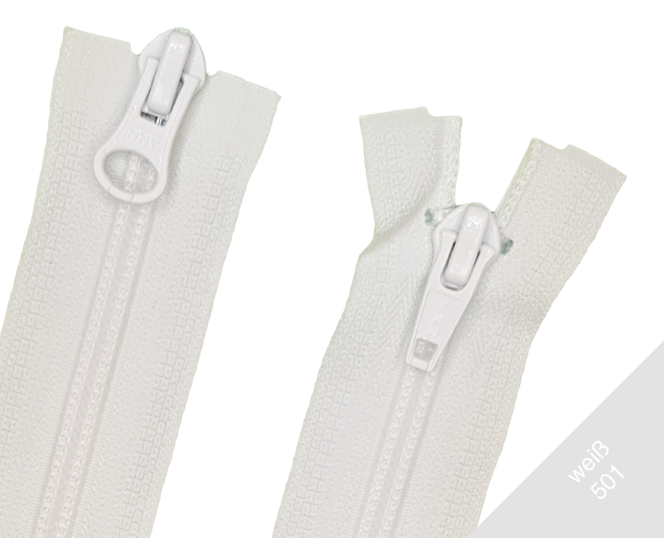 Reißverschluss 2-wege teilbar Kunststoffspirale 5mm Weiss 501