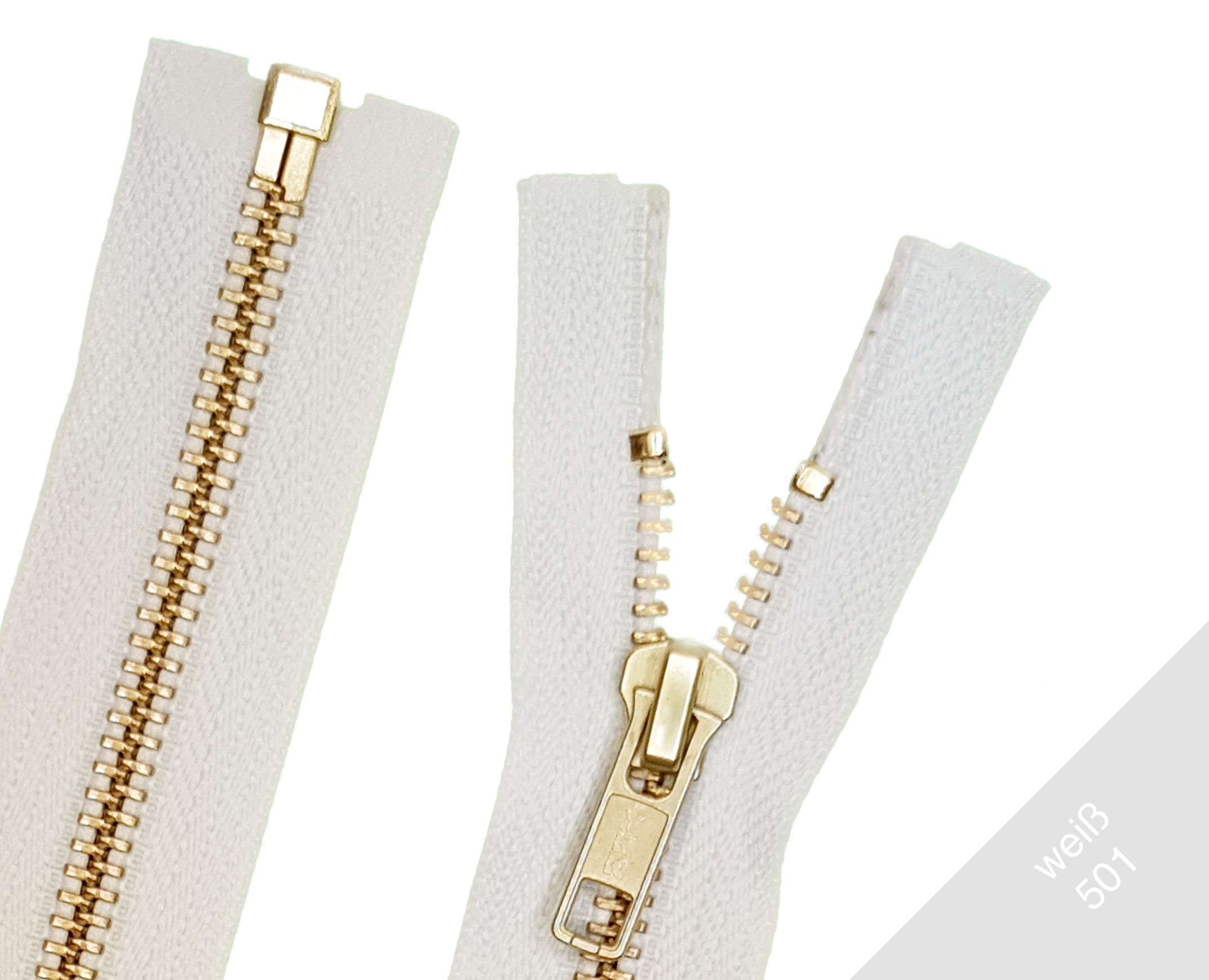 Reißverschluss teilbar Metall Gold