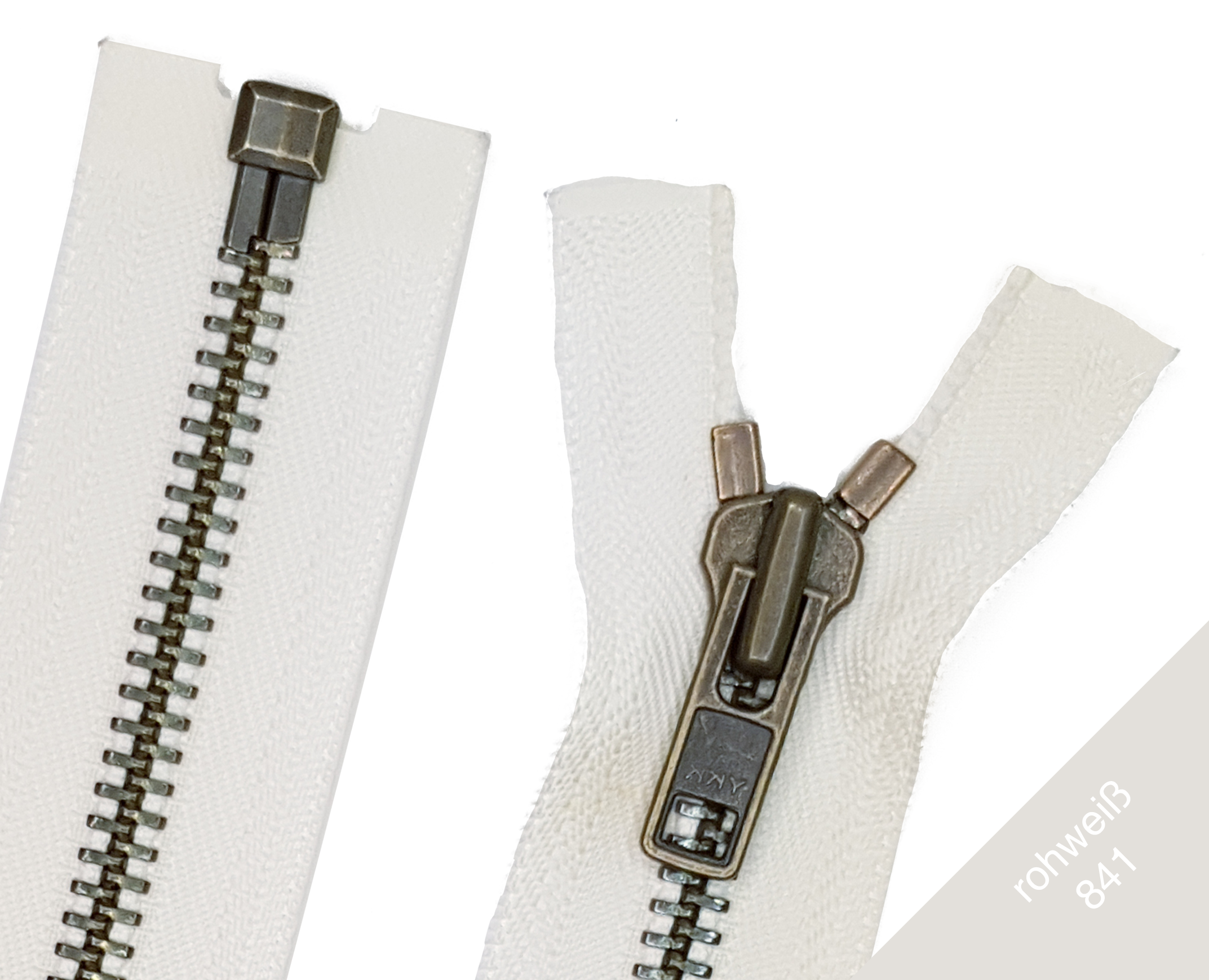 Motorrad Reißverschluss teilbar Antik Gold 8mm