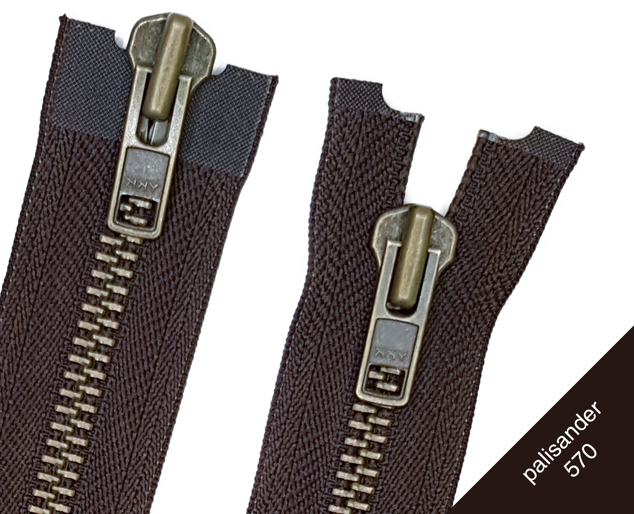 Motorrad Reißverschluss zwei wege teilbar Metall Antik 8mm